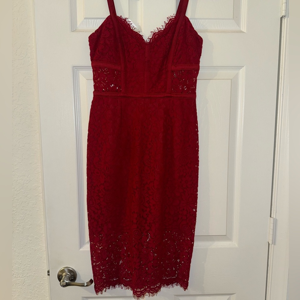 Express Vibrant Red Lace Dress